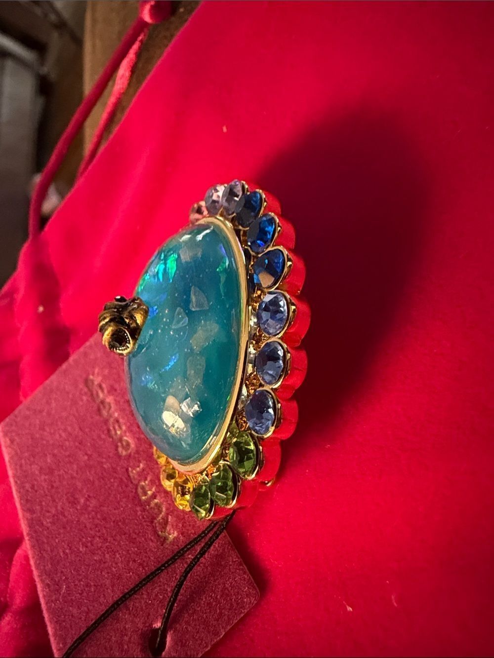 Kurt Geiger Rainbow Crystal Opalescent Oval Brooch - Picture 2 of 3